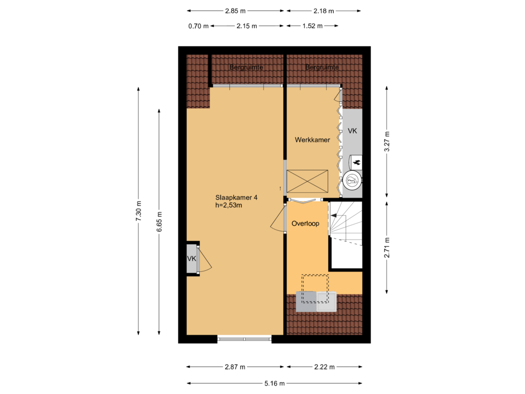 View floorplan of 2e verdieping of Heemraadslag 44