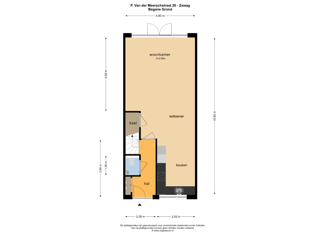 View floorplan of BEGANE GROND of P. van der Meerschstraat 26