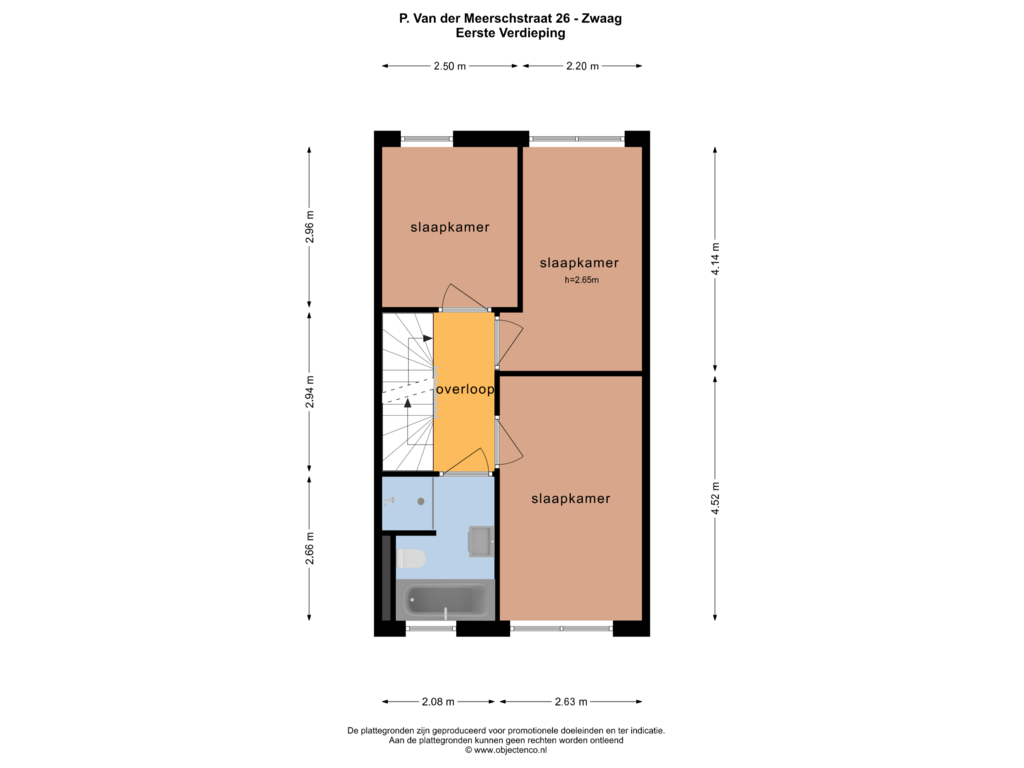 View floorplan of EERSTE VERDIEPING of P. van der Meerschstraat 26