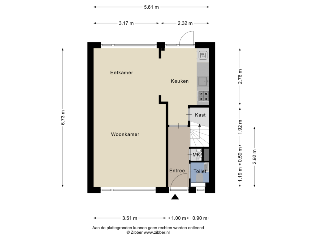 View floorplan of Begane grond of Kloosterstraat 76