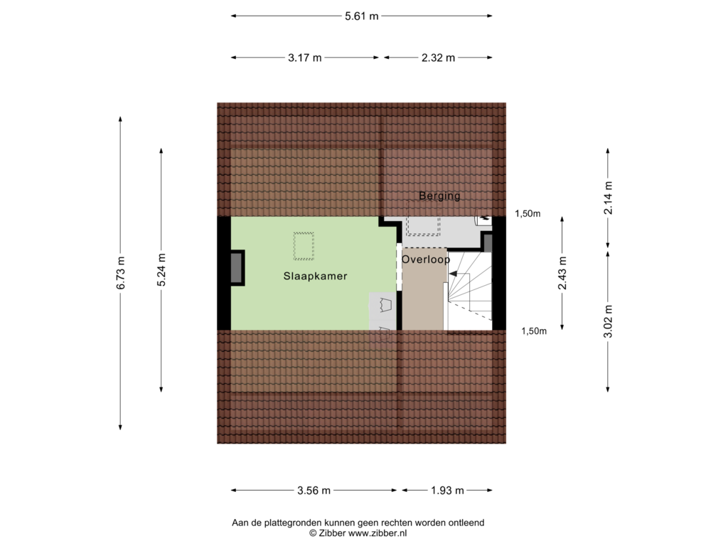 View floorplan of Tweede verdieping of Kloosterstraat 76