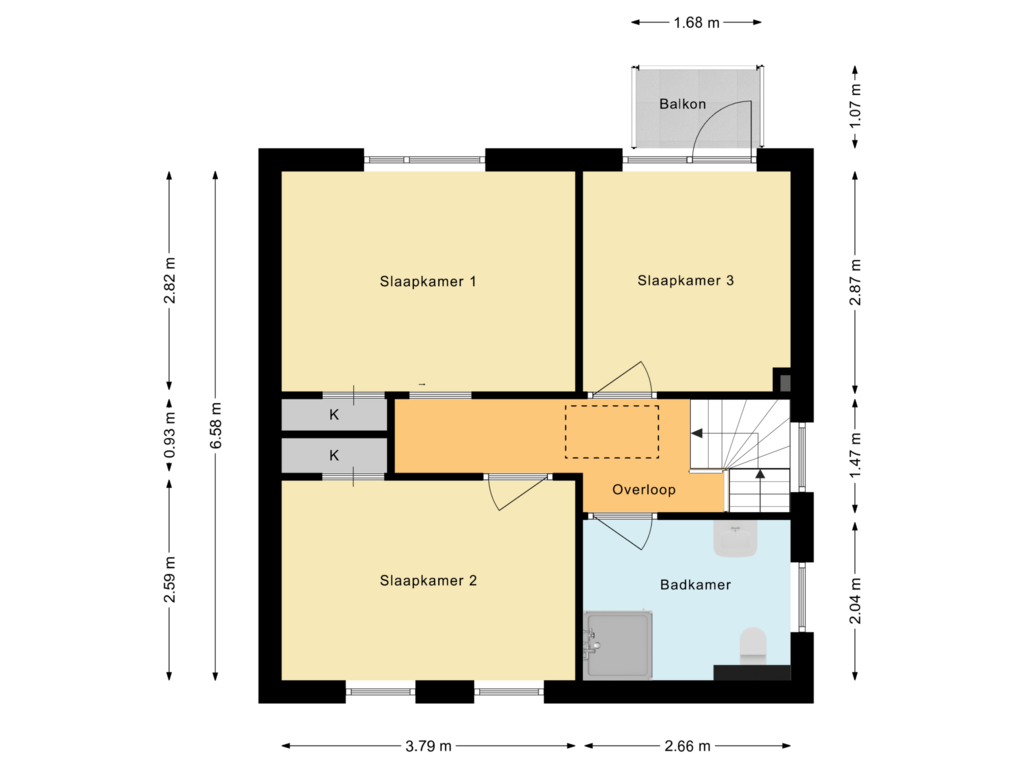 Bekijk plattegrond van Eerste verdieping van Burg.van Haersoltestraat 27