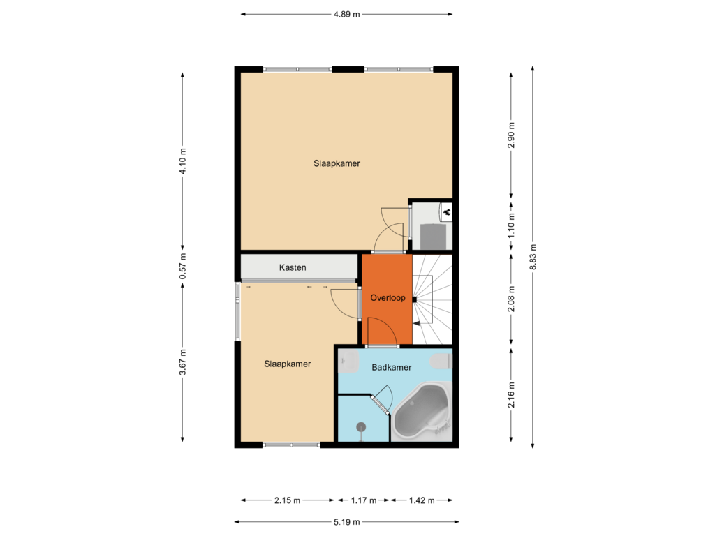 View floorplan of Eerste verdieping of Bommelerwaard 108