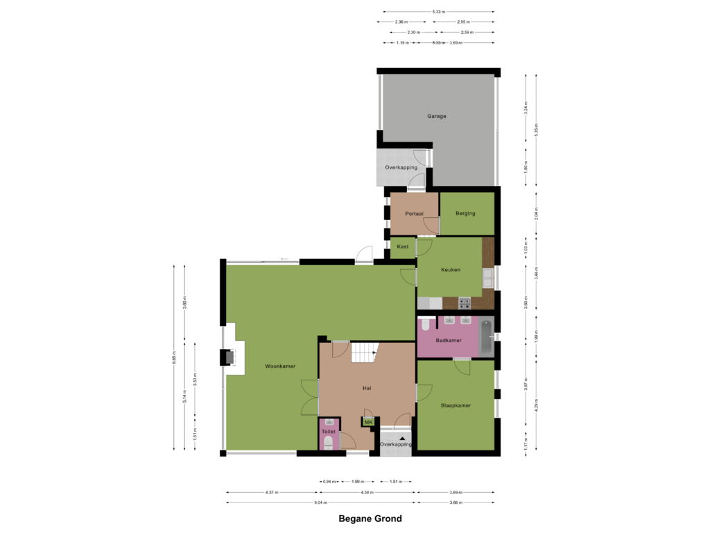 Bekijk plattegrond van Begane Grond van Willem Alexanderlaan 1