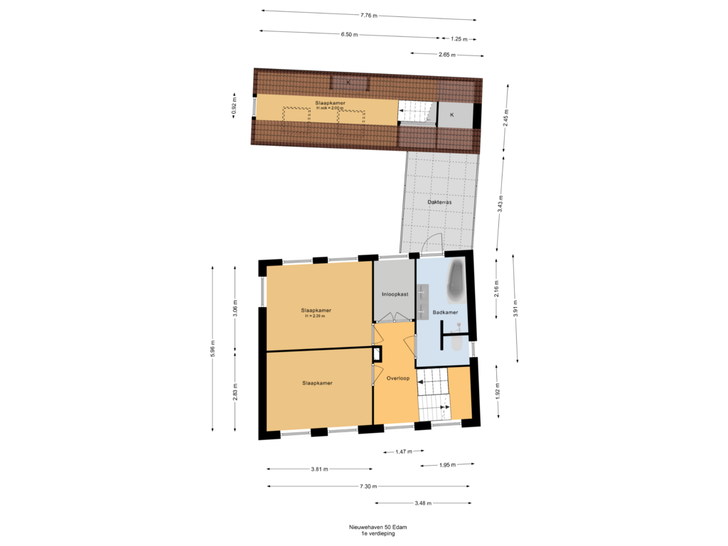 View floorplan of 1e verdieping of Nieuwehaven 50