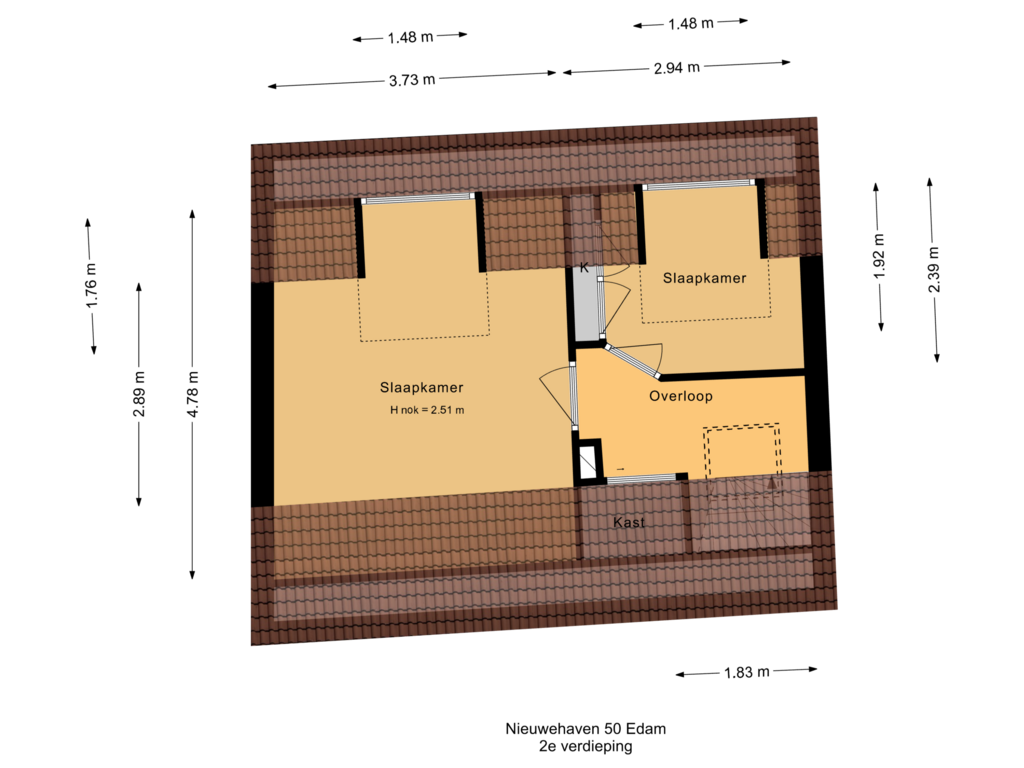 View floorplan of 2e verdieping of Nieuwehaven 50