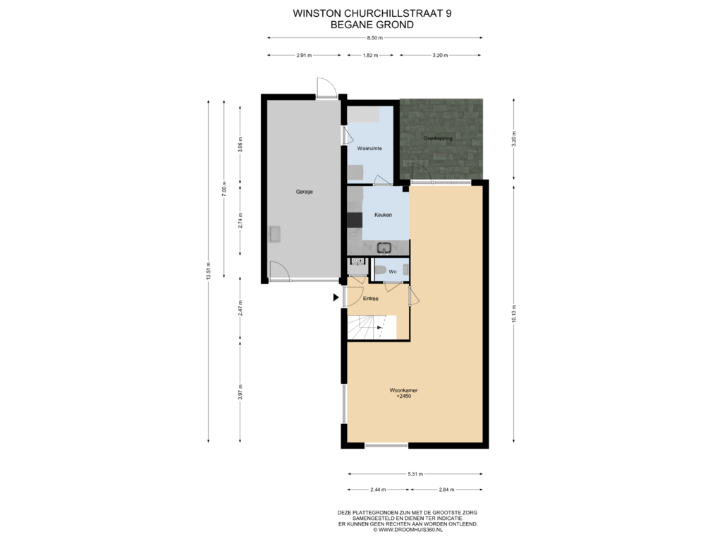 Bekijk plattegrond van Begane grond van Winston Churchillstraat 9