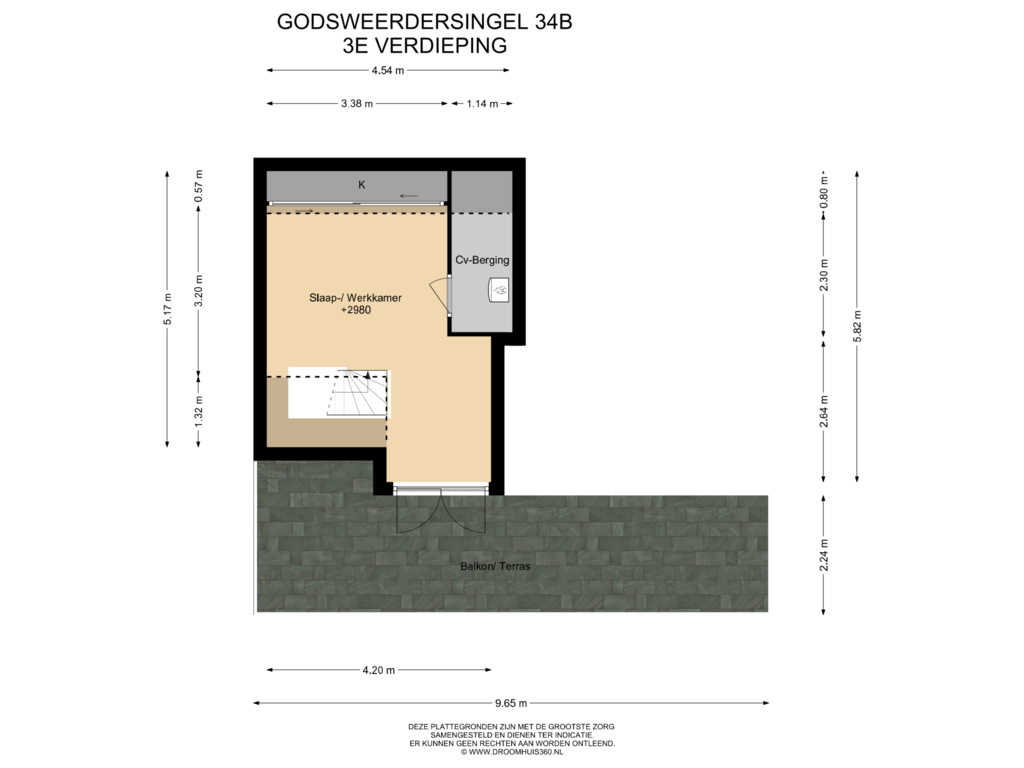 Bekijk plattegrond van 3E Verdieping van Godsweerdersingel 34-B