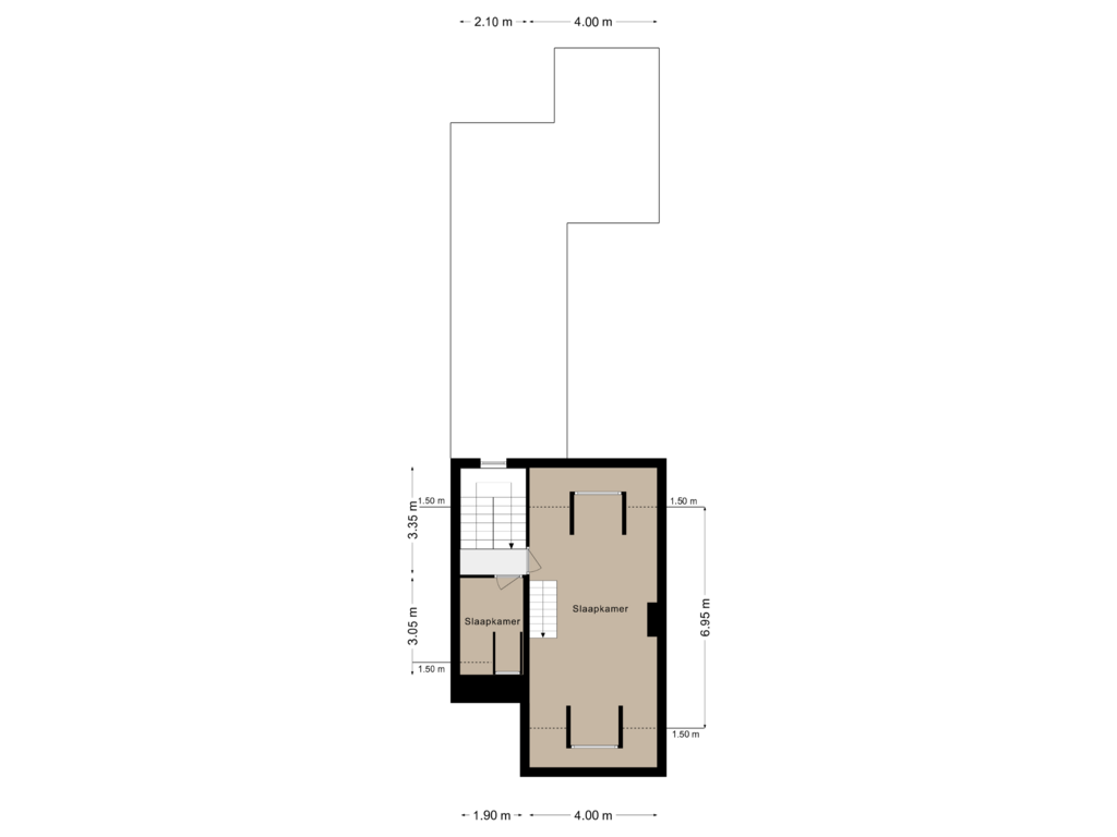 View floorplan of Verdieping 2 of Drievogelstraat 36