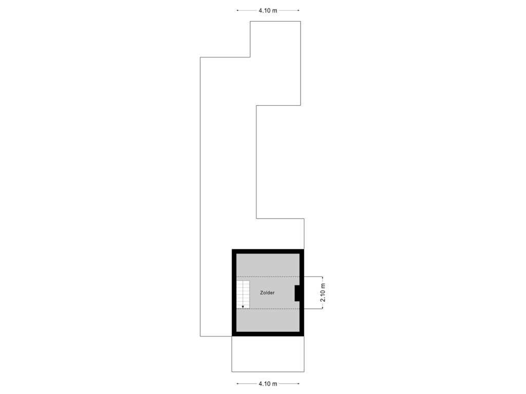 View floorplan of Verdieping 3 of Drievogelstraat 36