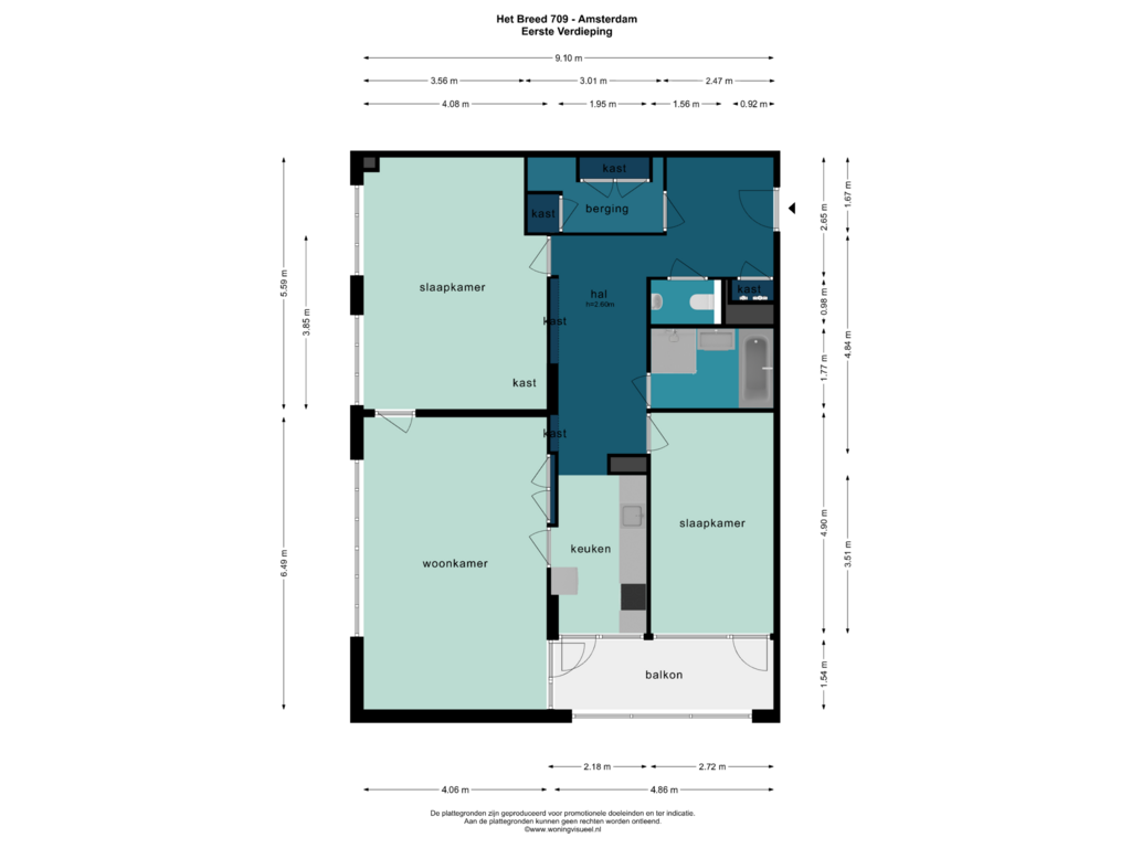 Bekijk plattegrond van Eerste Verdieping van Het Breed 709