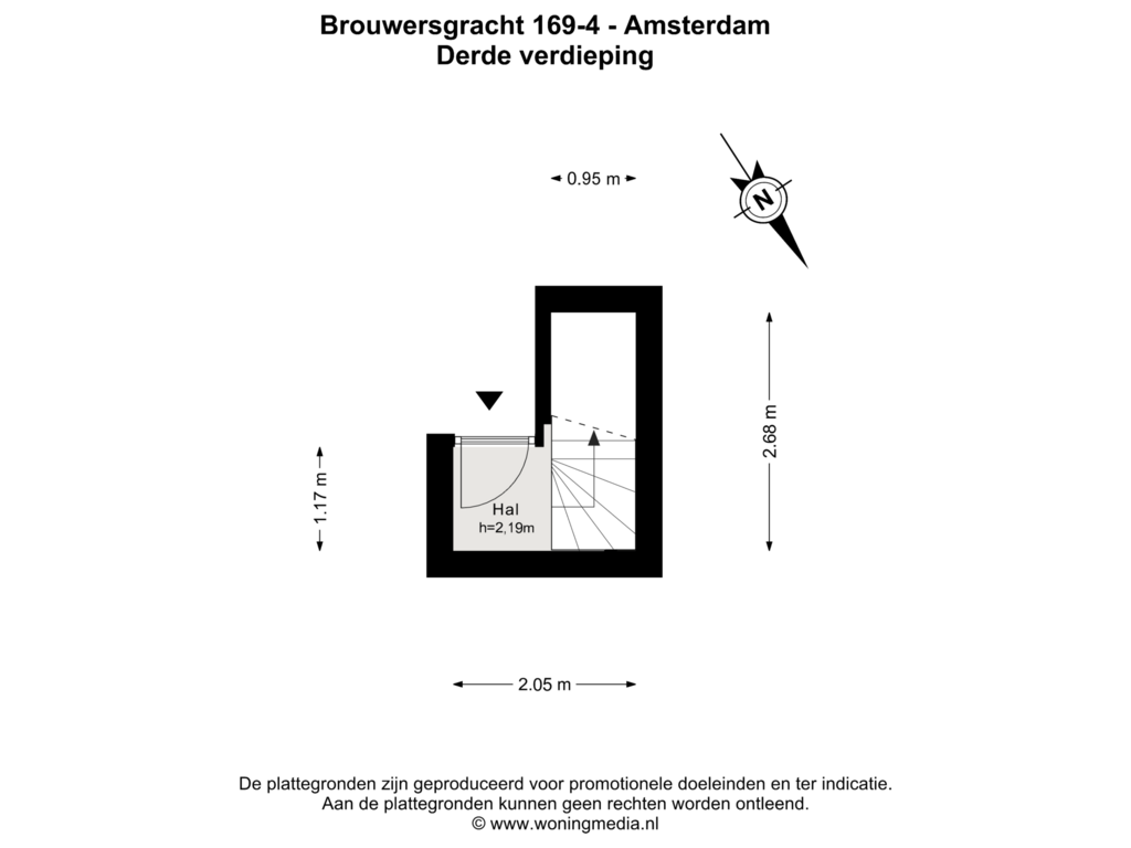 Bekijk plattegrond van Derde verdieping van Brouwersgracht 169-4