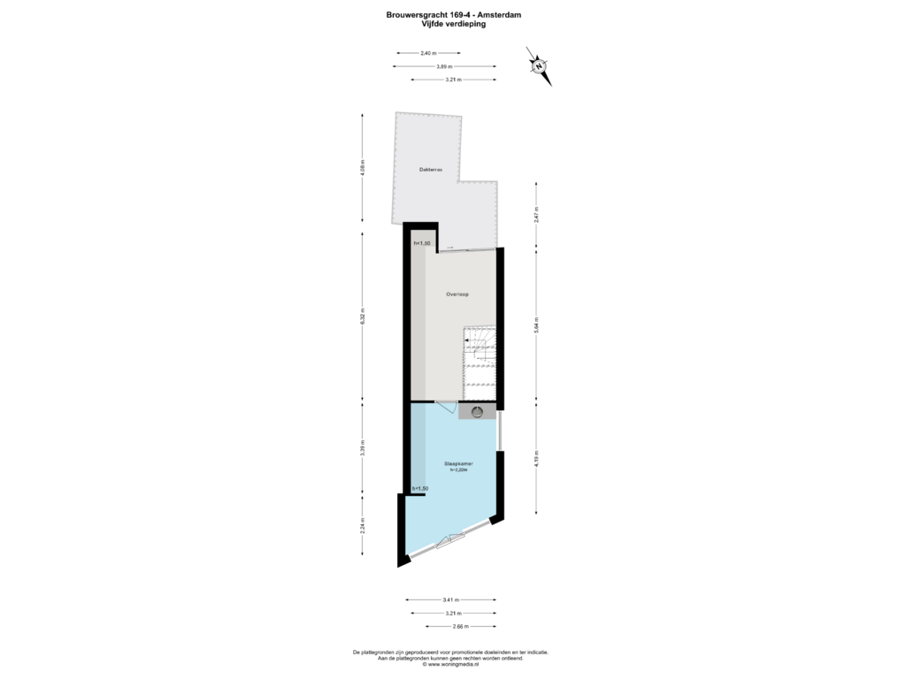 Bekijk plattegrond van Vijfde verdieping van Brouwersgracht 169-4