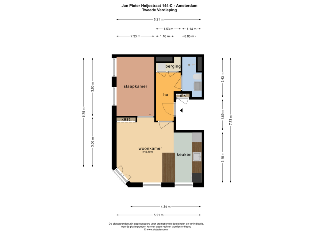 Bekijk plattegrond van TWEEDE VERDIEPING van Jan Pieter Heijestraat 144-C