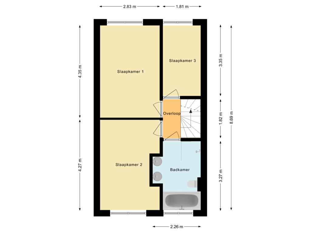 Bekijk plattegrond van Eerste Verdieping van De Pulserstraat 8