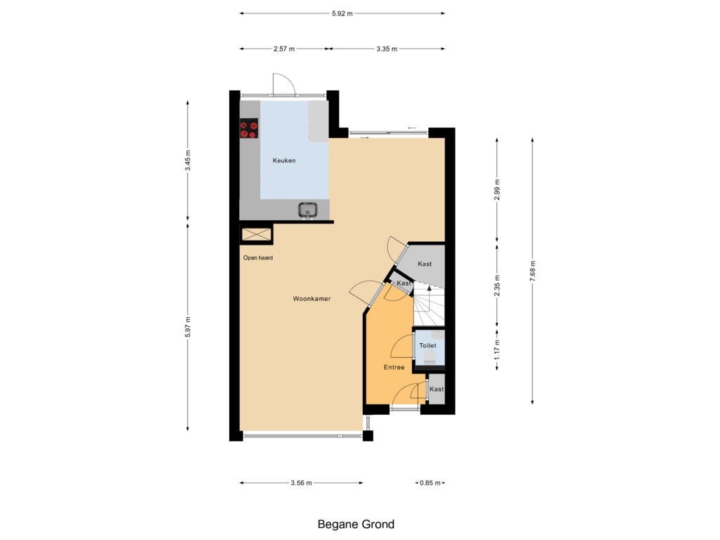 View floorplan of Begane Grond of Mauritsstraat 34