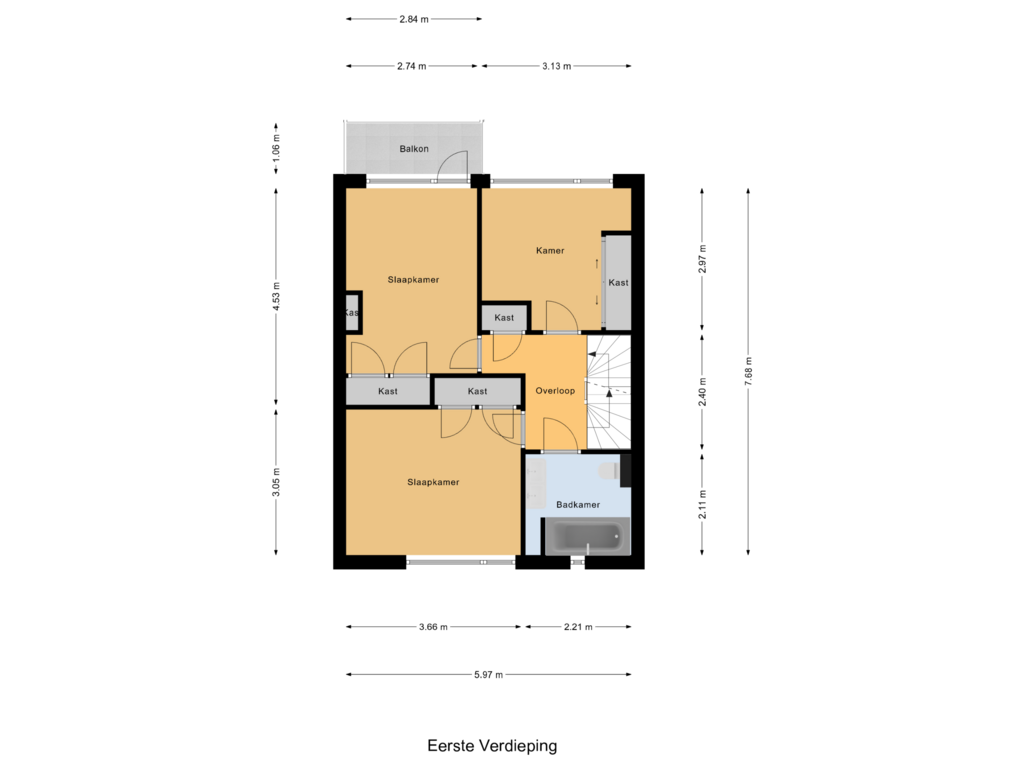 View floorplan of Eerste Verdieping of Mauritsstraat 34