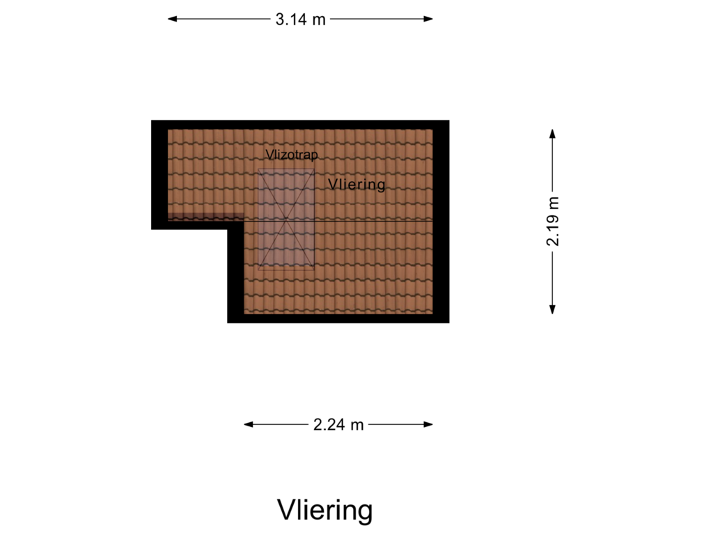 View floorplan of Vliering of Mauritsstraat 34