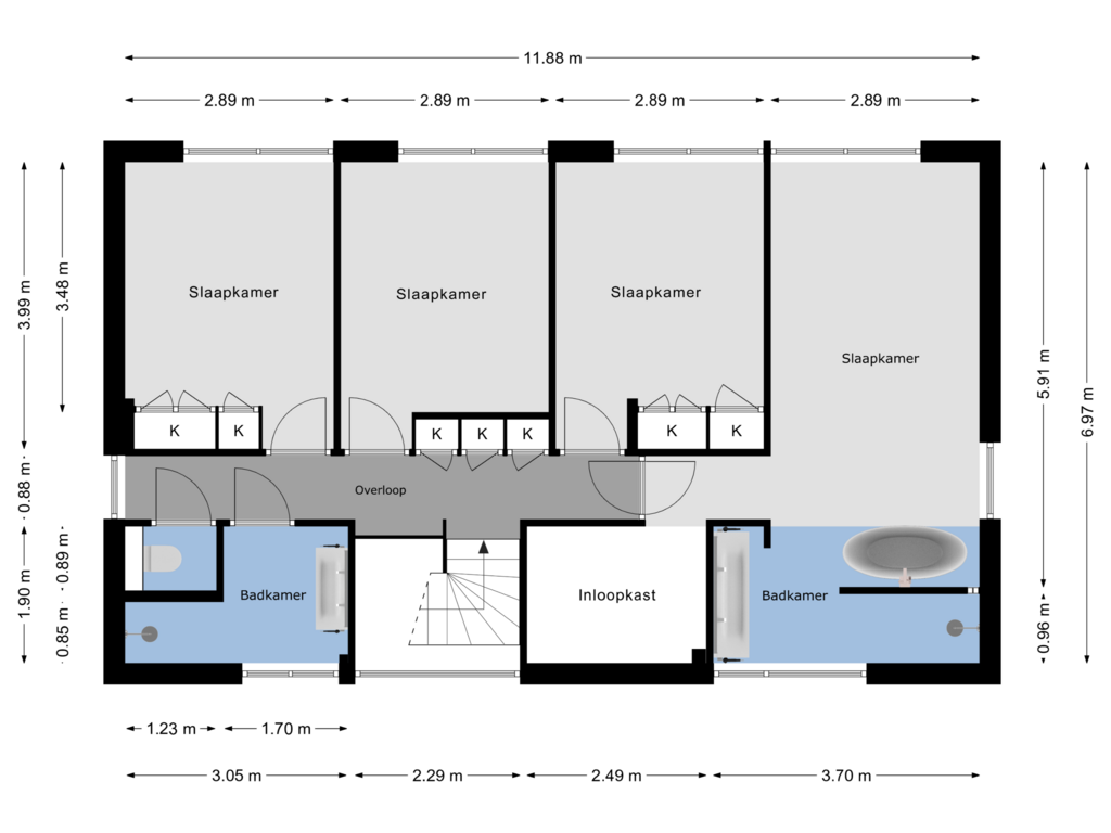 View floorplan of 1e Verdieping of Hoge Daalakker 27