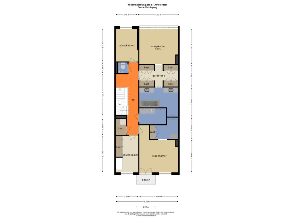 Bekijk plattegrond van DERDE VERDIEPING van Willemsparkweg 215-2