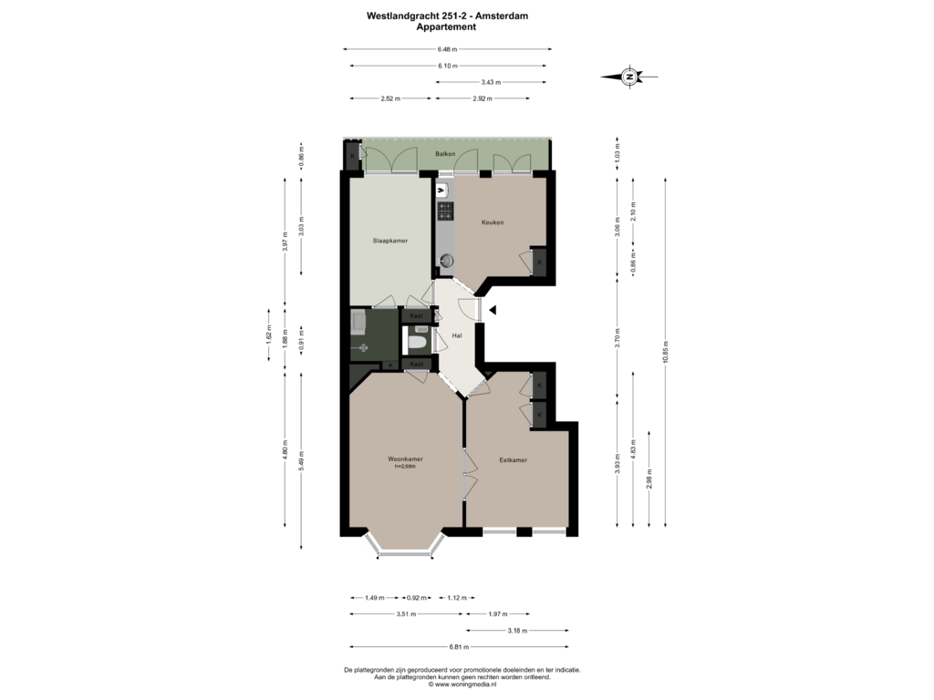 Bekijk plattegrond van Appartement van Westlandgracht 251-2