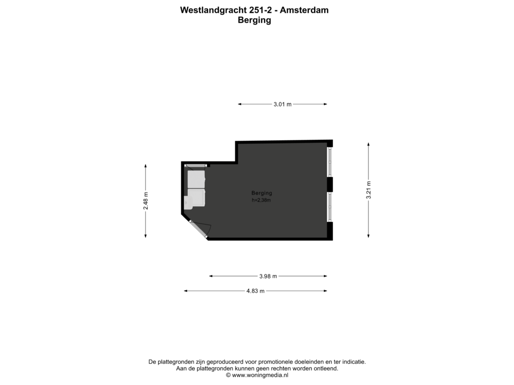 Bekijk plattegrond van Berging van Westlandgracht 251-2