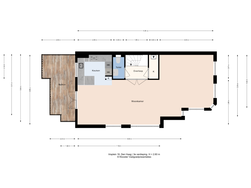 Bekijk plattegrond van 3e verdieping van Irisplein 16