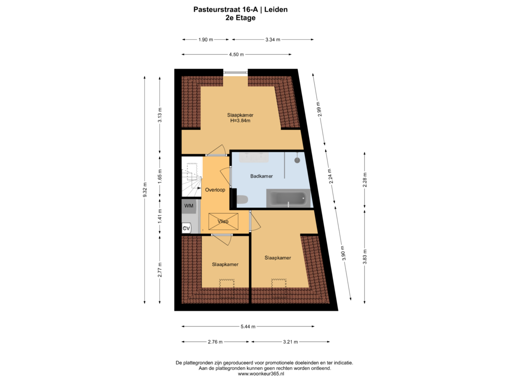 View floorplan of 2e Etage of Pasteurstraat 16-A