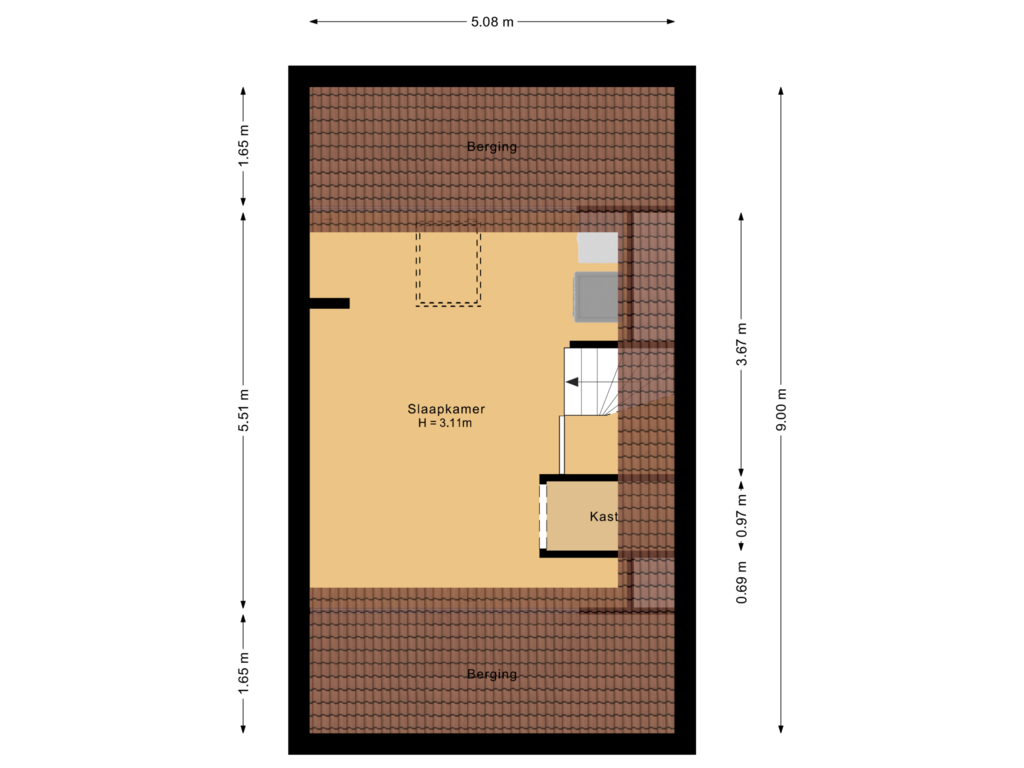 View floorplan of Tweede verdieping of Brouwershof 2