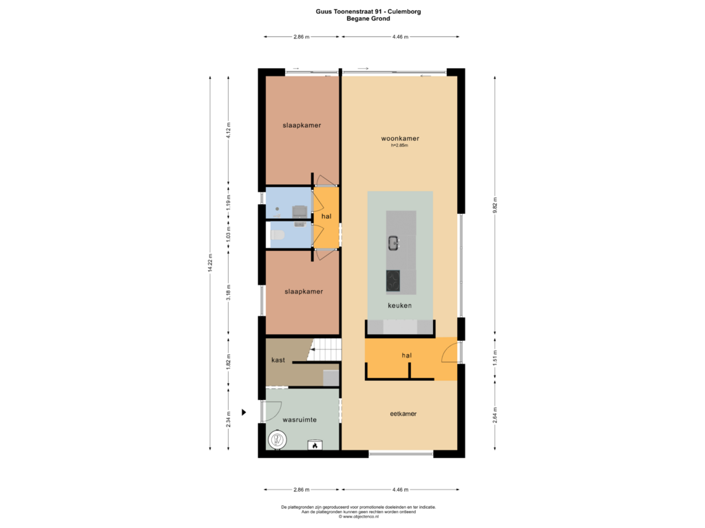 View floorplan of BEGANE GROND of Guus Toonenstraat 91