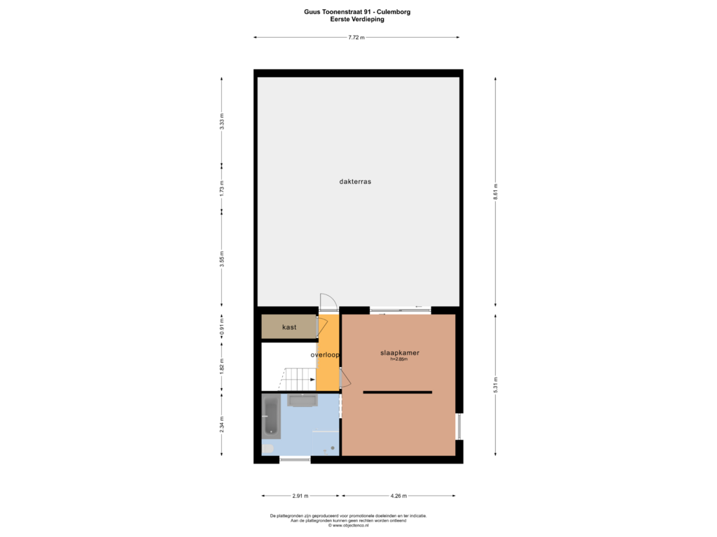 View floorplan of EERSTE VERDIEPING of Guus Toonenstraat 91