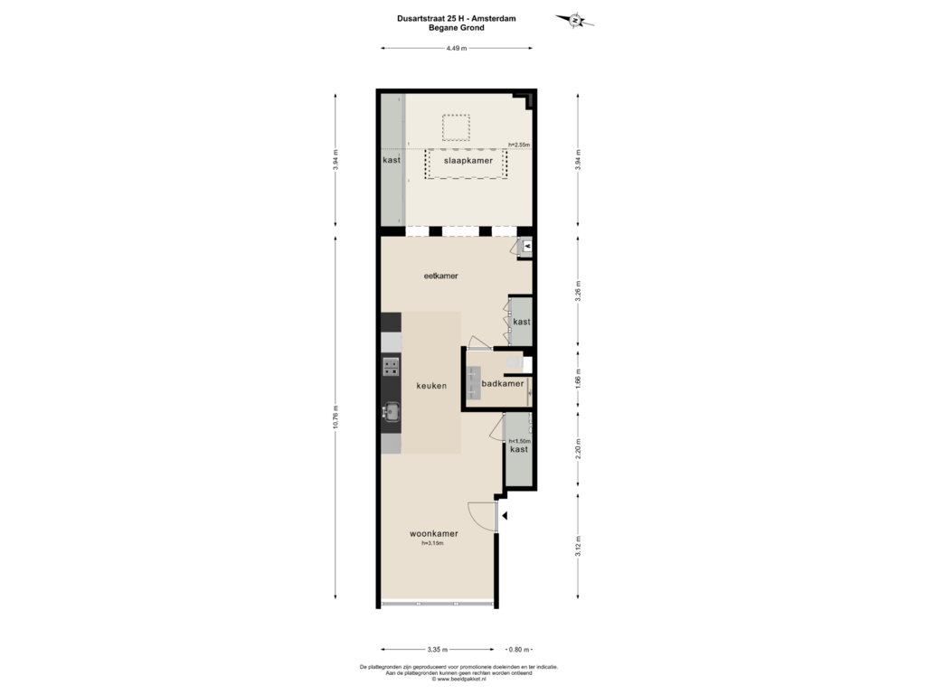 Bekijk plattegrond van BEGANE GROND van Dusartstraat 25-H