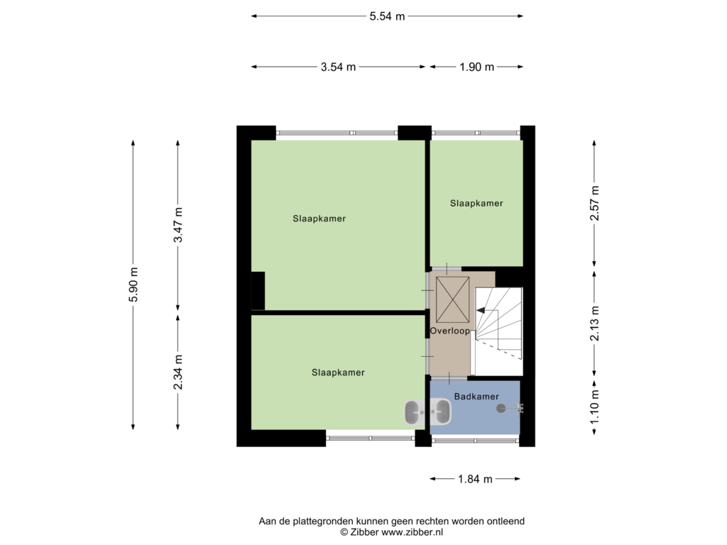 View floorplan of Eerste verdieping of Dokter A.M. Dhontstraat 13