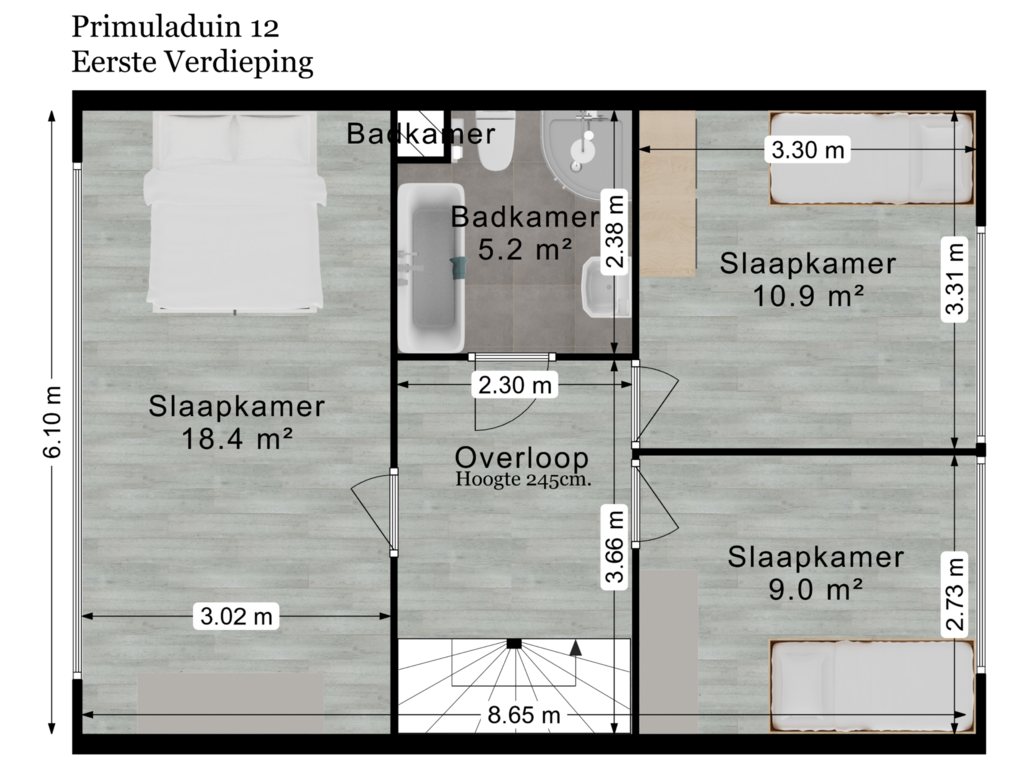 Bekijk plattegrond van Eerste Verdieping van Primuladuin 12