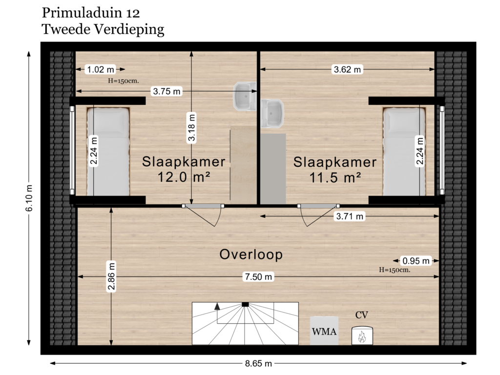 Bekijk plattegrond van Tweede Verdieping van Primuladuin 12