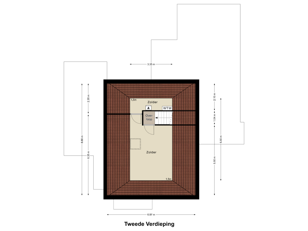 View floorplan of Tweede Verdieping of Hinkert 14