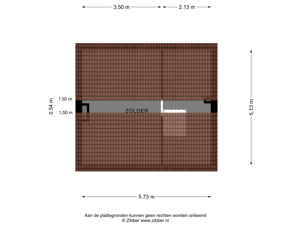 View floorplan of Zolder of Brouwerijstraat 16