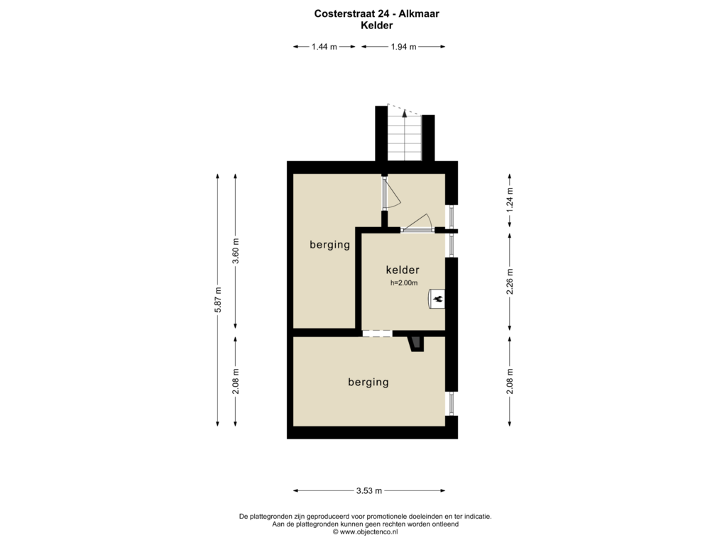 Bekijk plattegrond van Kelder van Costerstraat 24