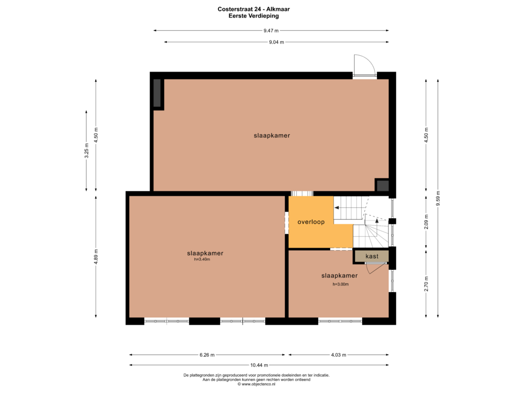 Bekijk plattegrond van Eerste Verdieping van Costerstraat 24