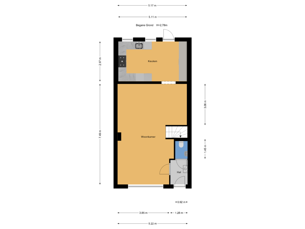 View floorplan of Begane Grond of Noordeindseweg 39