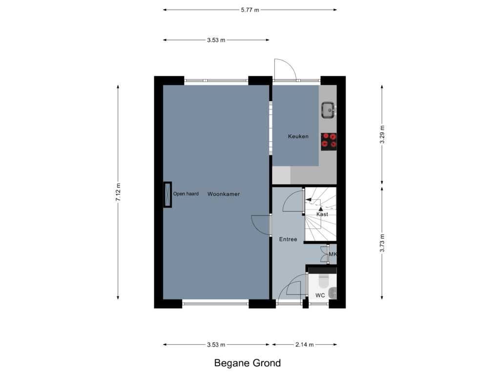 Bekijk plattegrond van Begane Grond van Roemer Visscherstraat 2