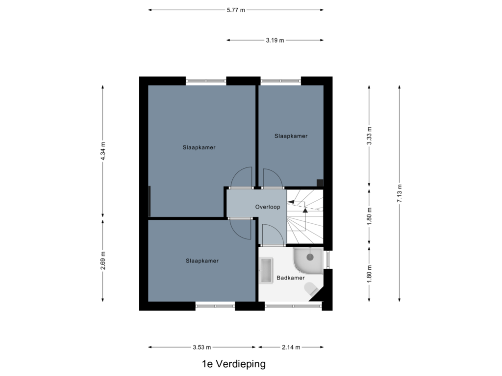 Bekijk plattegrond van 1e Verdieping van Roemer Visscherstraat 2