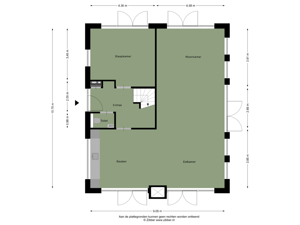 View floorplan of Begane Grond of Villa 1 (Bouwnr. 6)