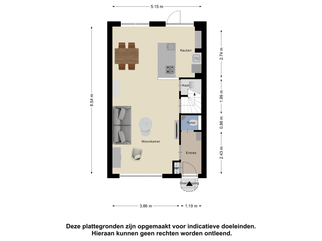 Bekijk plattegrond van Begane Grond van Obrechtstraat 3