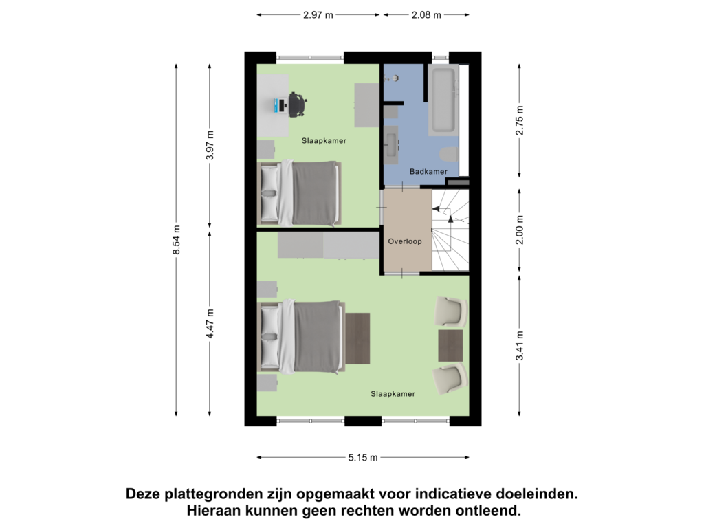 Bekijk plattegrond van Eerste Verdieping van Obrechtstraat 3