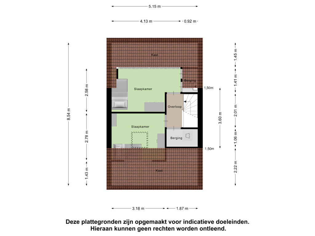 Bekijk plattegrond van Tweede Verdieping van Obrechtstraat 3