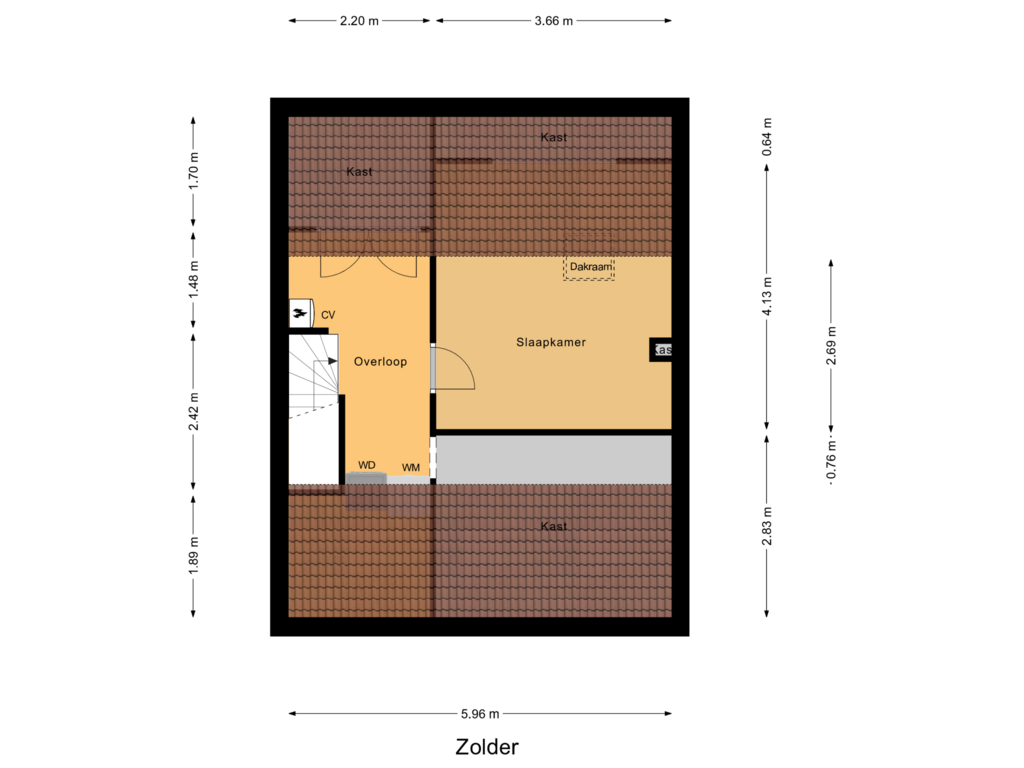 Bekijk plattegrond van Zolder van Heemskerkstraat 11