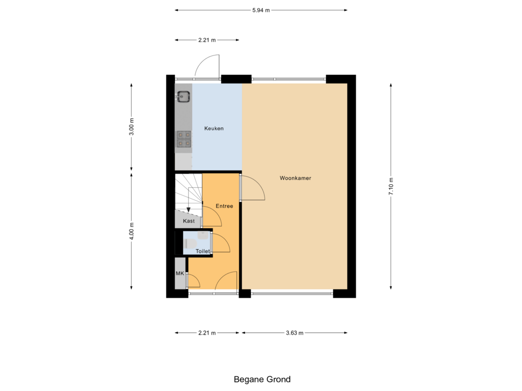 Bekijk plattegrond van Begane Grond van Rozenlaan 61