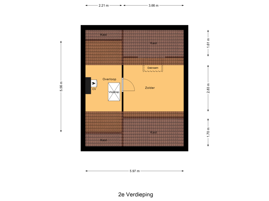 Bekijk plattegrond van 2e Verdieping van Rozenlaan 61