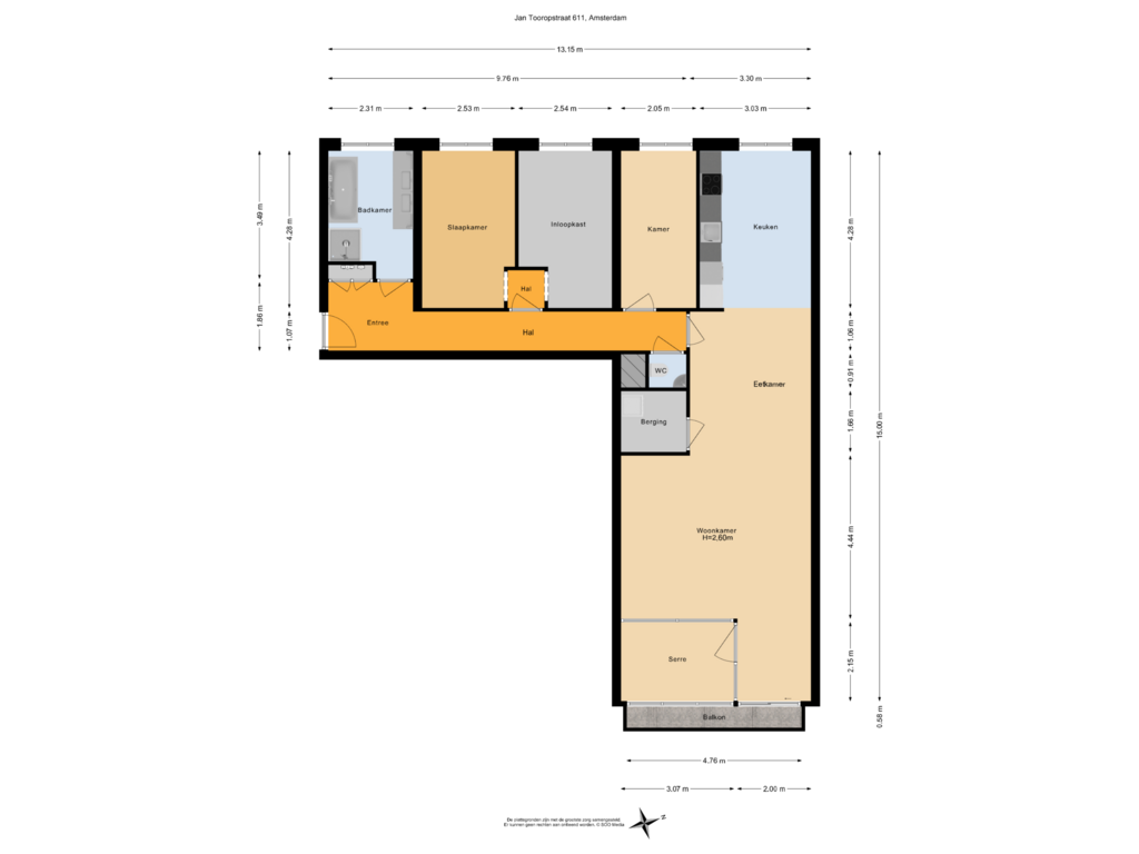 View floorplan of Appartement of Jan Tooropstraat 611